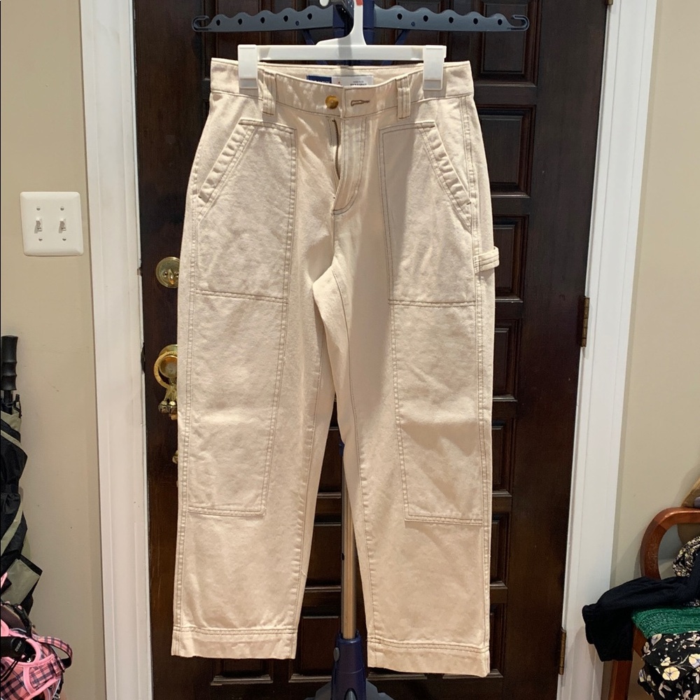 Old Navy High-Rise Straight Pants in Cream